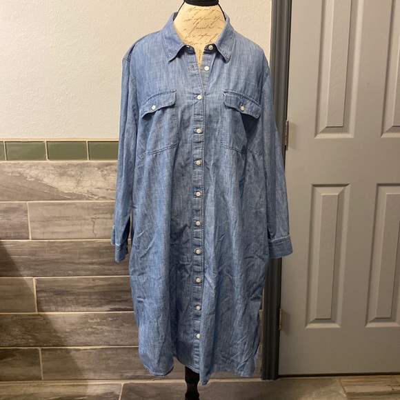 Lands' End Dresses Lands End Denim Shirt Dress In 26w Poshmark
